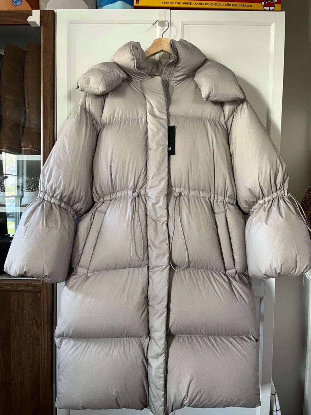 Mackage Oversized Puffer Coat in Light Taupe